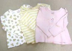 petitmain長袖カットソー3点セット（花柄・ストライプ・ピンク）