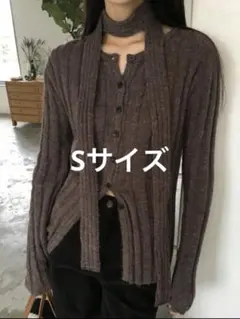 SHEIN レディース無地リブ前開きカーディガン