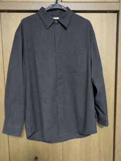 GU ブラッシュドオーバーサイズシャツ L ダークグレー