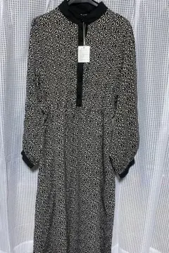 幾何学模様 長袖ロングワンピース