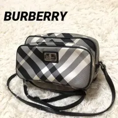 バーバリーブルーレーベル✨ショルダーバック　ノバチェック　コンパクト　黒グレー