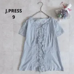J.PRESS ジェイプレス　フリルシャツ　ストライプ　ブラウス　半袖　【9】のサムネイル