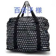 レスポートサック 折り畳みエコバッグ トートバッグ 肩掛け ハート柄 黒