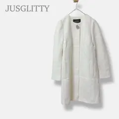 【ジャスグリッティー】ノーカラーコート　ビジュー　バックスリット　サイズ0のサムネイル