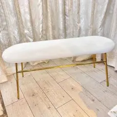 francfranc ベンチ ベル ホワイト×ゴールド