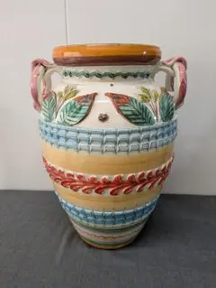 イタリア製　陶器　花瓶　傘立て　壺　アンブレラスタンド　ヴィンテージ　E836