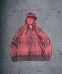 さ*ー様 00s archive ジップパーカー 短丈 チェック 赤 y2k グ