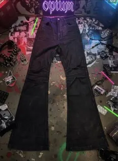 Opium black flared y2k street swag 限定値引き