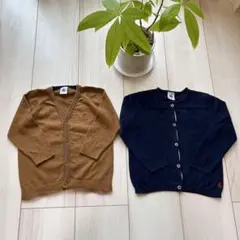 プチバトー カーディガン 2点セット (ブラウン81cm・ネイビー86cm)