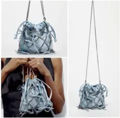 ZARA リボンミニバケットバッグ