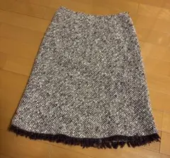 〈23区〉フレアスカート ひざ丈 38サイズ 白紫ツイード