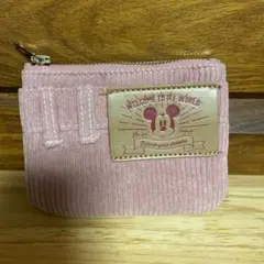 【中古】ACCOMMODE ディズニー ミッキー コーデュロイ ポーチ ピンク