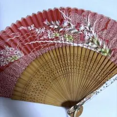 扇子 赤色 花柄 桔梗 和装小物 浴衣 着物 せんす キラキラ 平成ギャル