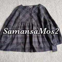 SM2 サマンサモスモス　ラウンド切替ブラウス　ブラック　チェック
