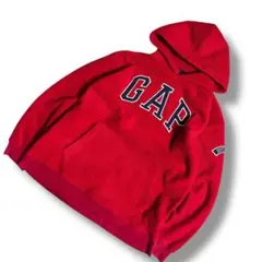 00s y2k GAP ギャップ フリース パーカー 刺繍 赤 レッド