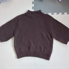 グレイル　ダークブラウン ハイネック 半袖ニットGRL