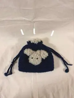 【値下げ】編み物　かぎ編み　巾着　イヌ　編みぐるみ　ハンドメイド　crochet