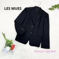 LES MUES テーラードジャケット　肩パッド入　薄地　黒　M レディース