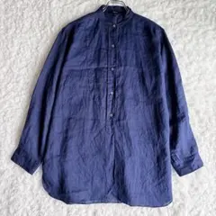 ZEGNA ゼニア M リネン100% 麻 長袖シャツ ネイビーブルー 春夏 - メルカリ