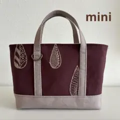 倉敷帆布×刺繍生地トート　mini トート　めがねポーチ　ハンドメイド