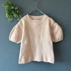 ツーピンク［M］上品フェミニン◎淡色◎パフスリーブ◎ショート丈コンパクトニットのサムネイル