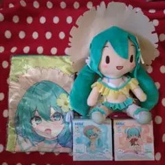 初音ミク ふわぷち ぬいぐるみ バスタオル ちょこのせミニフィギュア
