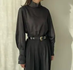 foufouハイネックドレスシャツ(ブラック)