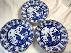 染付 レトロデザイン皿 3セット