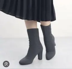 ダイアナ ニットストレッチブーツ 22.5㎝ グレー
