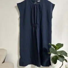 しまむら　BEGUN ネイビー シャツワンピース 半袖　Lサイズ
