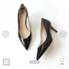 美品　FABIO RUSCONI 黒 エナメル パンプス 38 24.5〜25