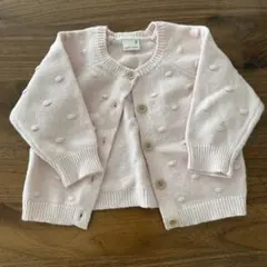 petit main ピンク ドット模様 カーディガン