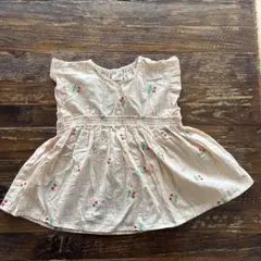 petit main 花柄刺繍 半袖ブラウス 100