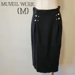 MUVEIL WORK パールボタン タイトスカート ブラック 38 Mのサムネイル