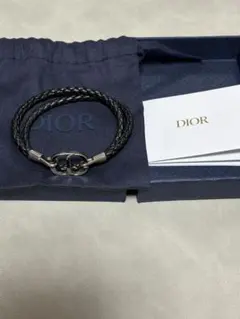 Dior ブラックレザー　編み込みブレスレット　Sサイズ 2026年最新】Christian Dior カラー：ブラック系 メンズ ブレスレット