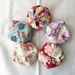手作り　彩りお手玉5個組☆巾着袋つき☆優鞠　25-42 自然素材