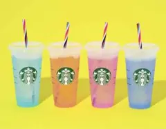 ミステリーカラーチェンジングリユーザブルコールドカップ710ml（オレンジ）