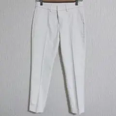 【リフレクト】ホワイト スリムフィット スラックス テーパードパンツ 7(S)