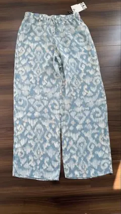 ZARA ワイドパンツ 青 M 未着用 100%ラミー