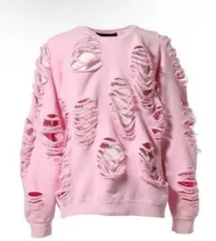 JUNNAKAYAMA DISTRESSED CREWNECK PNK Lサイズ