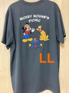 新品　L L ミッキー　プルート　サガラ刺繍　Tシャツ ブラック　メンズ　黒