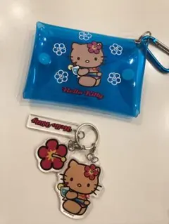 【未使用】日焼け　ハローキティ　キーホルダー　ポーチ　アベイル