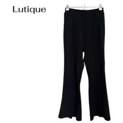 Lutique フレアパンツ　センタープレス　ウエストゴム　大きめL　シンプル黒