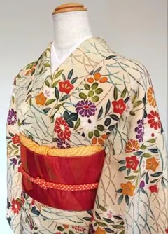 ☆未着用美品 千總 謹製(松坂屋 誂) ☆ 花模様の寄せ柄 袷小紋ちりめん