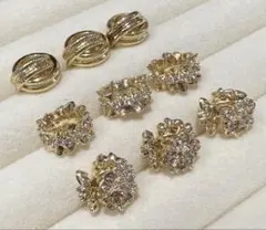【9個セット】　花　ロンデル　金属パーツ　ゴールド色　まとめ売り
