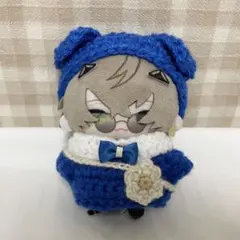 【171】 にじぱぺっとサイズ ねこ耳ベレー帽セット ブルー