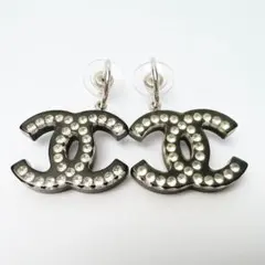 シャネル ココマーク スイング ラインストーン ピアス ブラック レディース