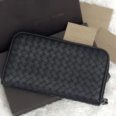 極美品⭐️BOTTEGA VENETA ボッテガ イントレ 財布 ラウンド 黒
