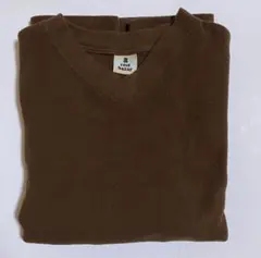 ブラウン Vネック シンプル長袖フリース