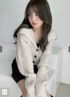 GRL セーラーカラーショート丈ニットカーディガン